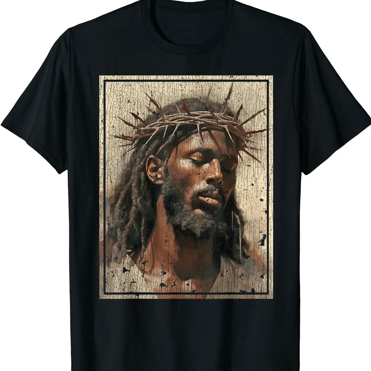 Black Jesus Face Of Jesus Cross With Crown Of Thorns T-Shirt/Sweatshirt/Hoodie