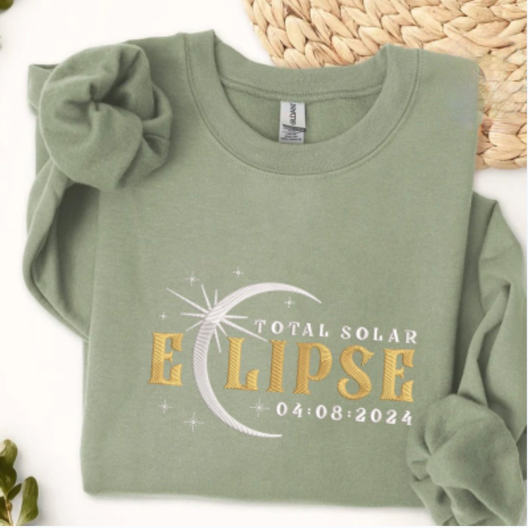 Total Solar Eclipse 2024 Embroidery Hoodie/Sweatshirt