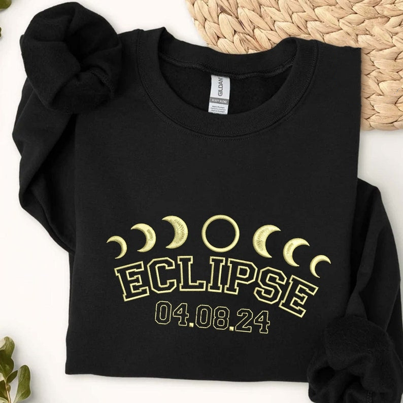 Total Solar Eclipse 2024 Embroidery Hoodie/Sweatshirt