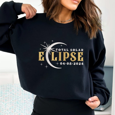 Total Solar Eclipse 2024 Embroidery Hoodie/Sweatshirt