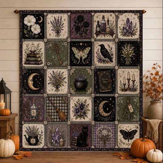Gothic Witch Dark Cottagecore Flannel Blanket