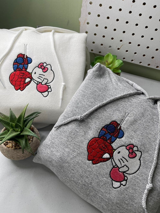 Cute Spider Kitty Matching Embroidered Sweatshirt/Hoodie/T-shirt